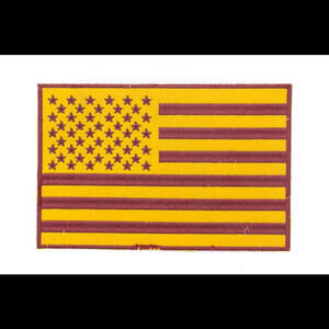 USA Flag Yellow on Brown Iron on Patch for Vests & Jackets